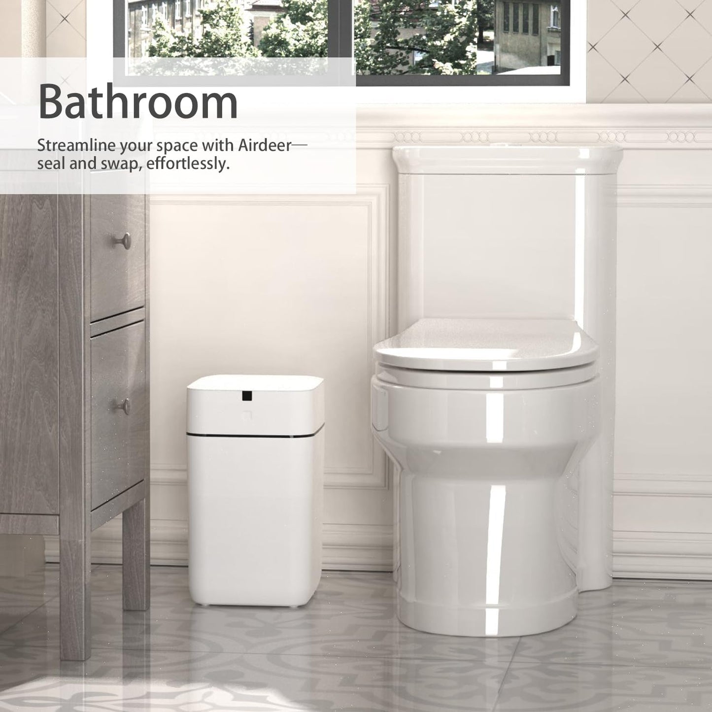 Airdeer Automatic Trash Can, 4 Gallon Self Sealing and Self-Changing Smart Trash Can, Motion Sensor, Touchless Garbage can with lid for Kitchen Bathroom Office, 6 Refill Rings(A1, Golden line)