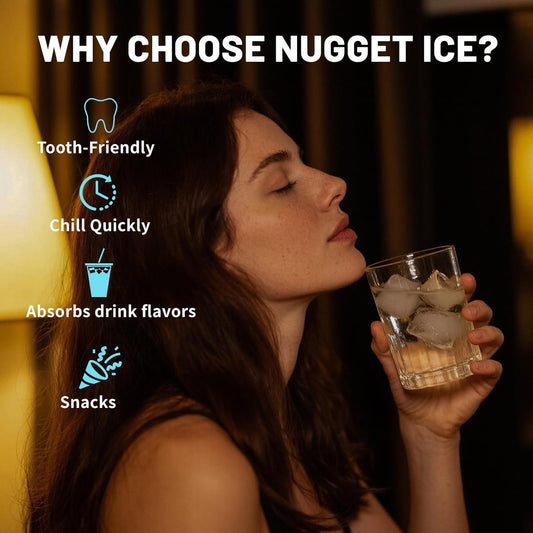 Countertop Nugget Ice Maker with Chewable Soft Ice, 35lbs/24Hrs | High Capacity,Self-Cleaning&Automatic Dispensing,Quiet 45dB