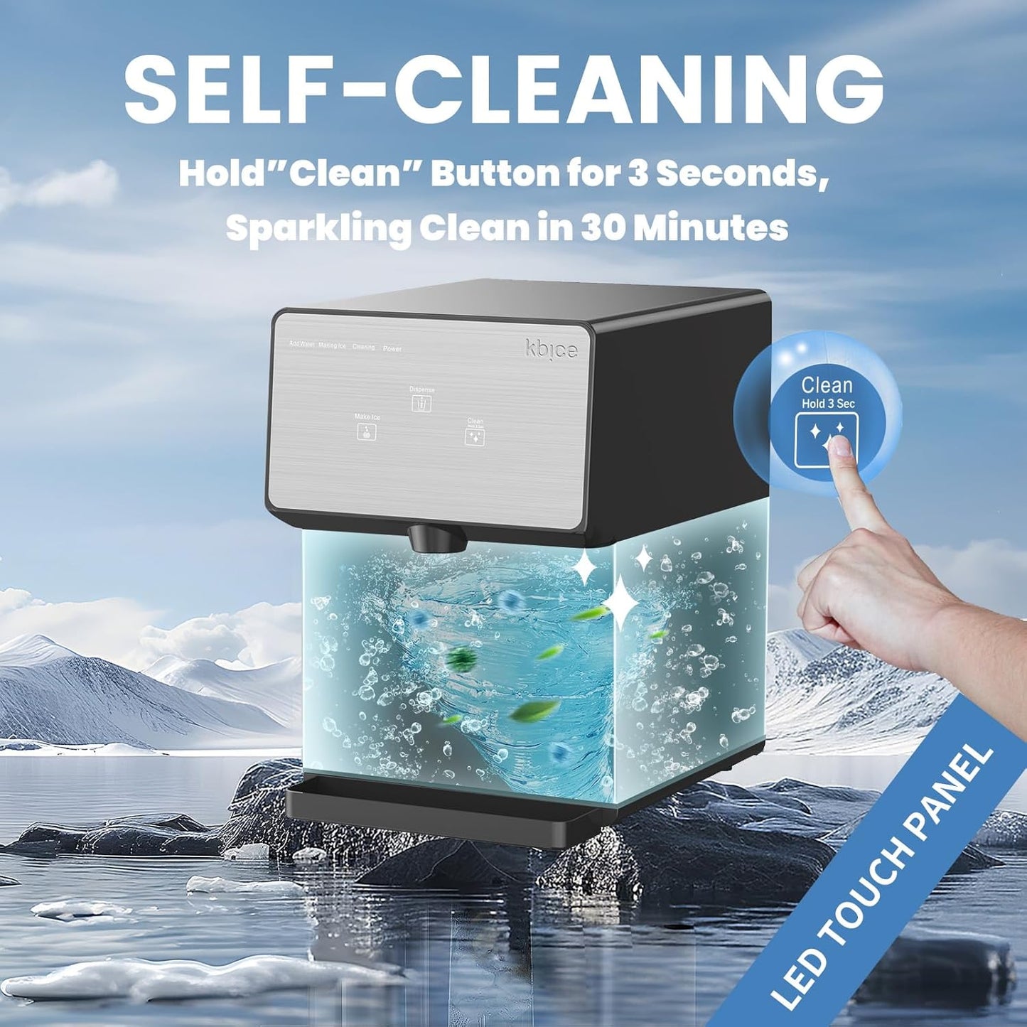 Countertop Nugget Ice Maker with Chewable Soft Ice, 35lbs/24Hrs | High Capacity,Self-Cleaning&Automatic Dispensing,Quiet 45dB