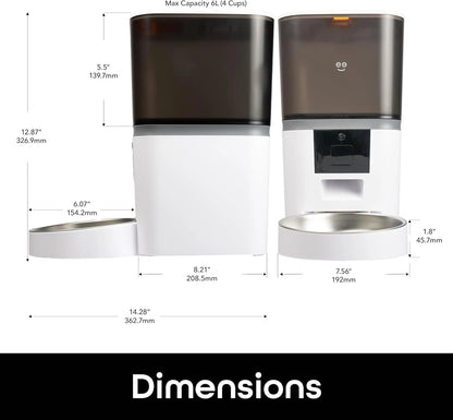 Smart 6L Pet Feeder - WiFi Control, Voice Recorder, Large Capacity, Auto Dispens