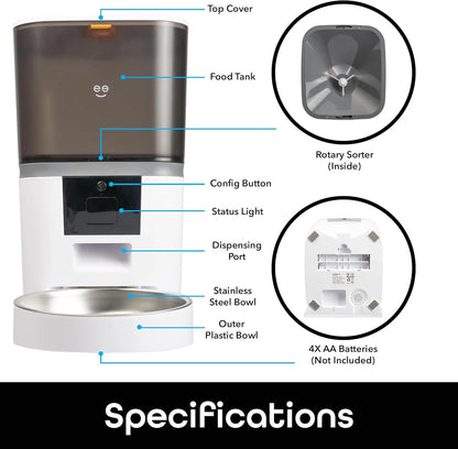 Smart 6L Pet Feeder - WiFi Control, Voice Recorder, Large Capacity, Auto Dispens