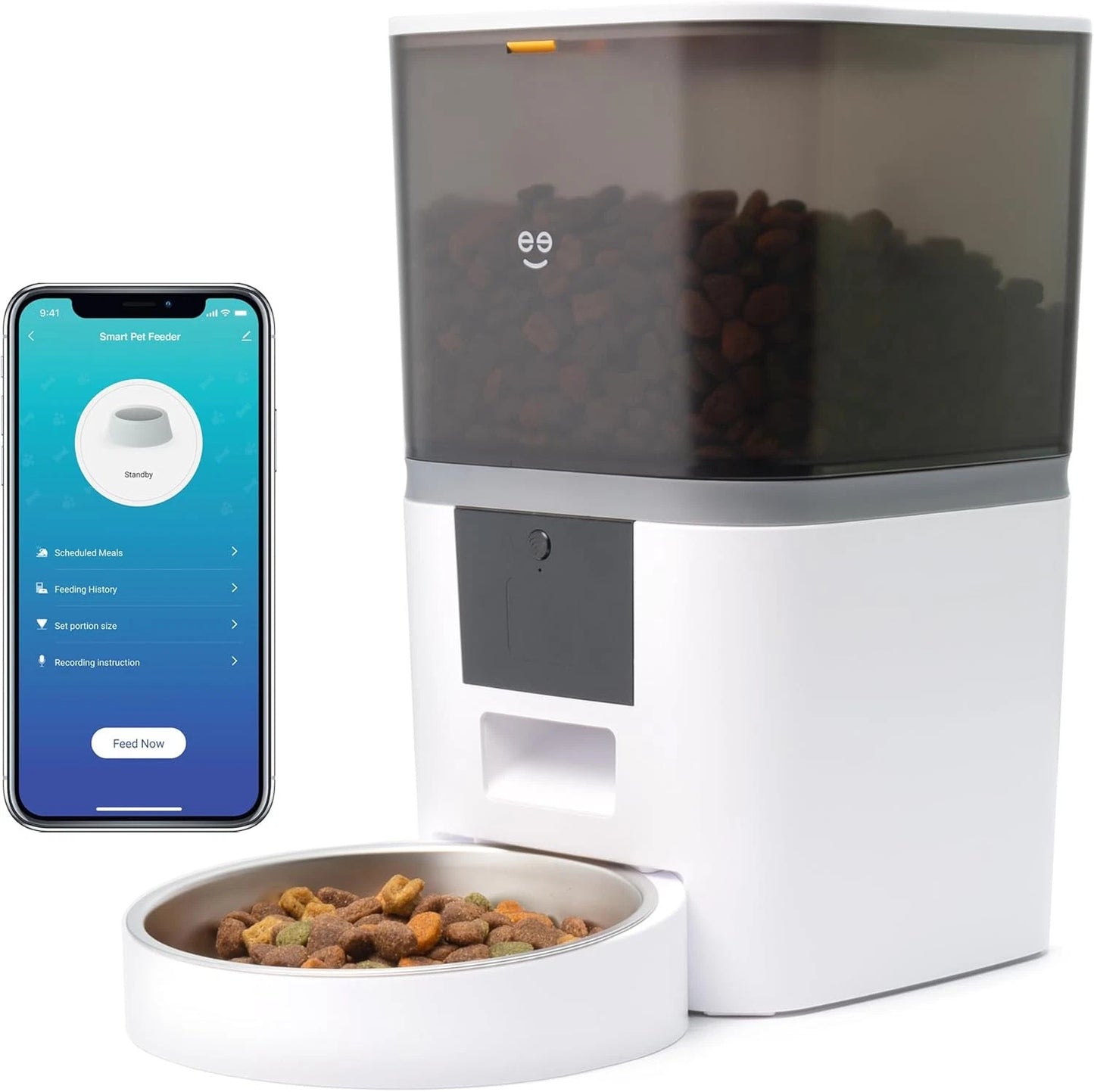 Smart 6L Pet Feeder - WiFi Control, Voice Recorder, Large Capacity, Auto Dispens