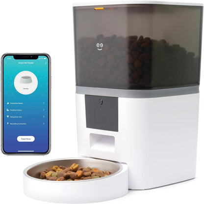 Smart 6L Pet Feeder - WiFi Control, Voice Recorder, Large Capacity, Auto Dispens