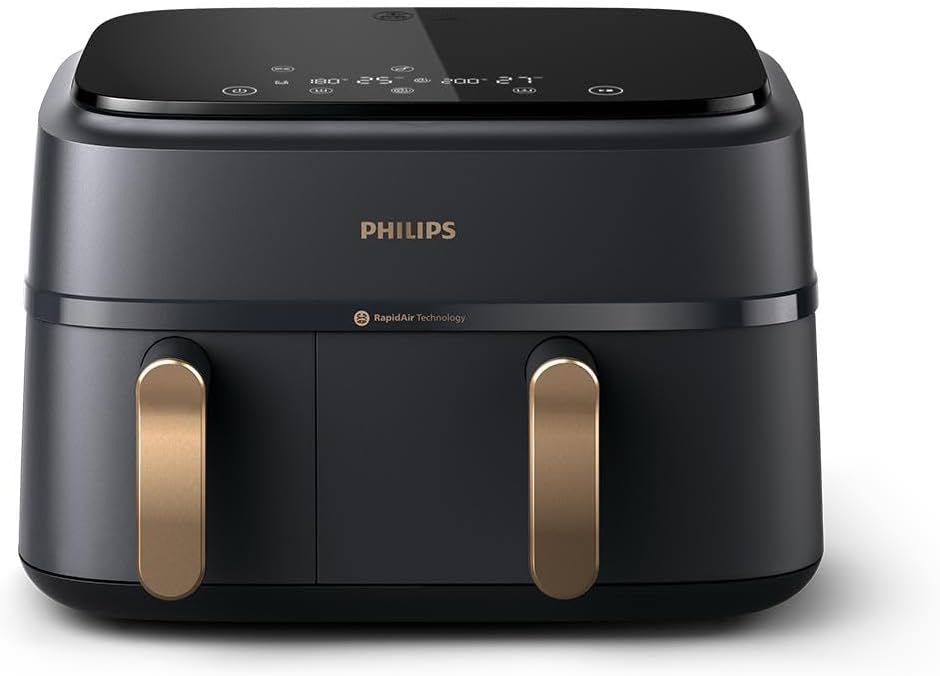 Limited-Quantity Anniversary Deal：Philips 3000 Series NA352/00 - Dual Basket Airfryer, 9L, 8-in-1