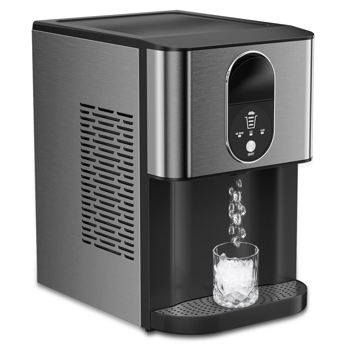 Limited-Quantity Anniversary Deal：Kndko Nugget Ice Maker,Self Dispensing Pellet Ice Maker,44lbs/24H, Self Cleaning Ice Maker,3.3lbs Ice Storage