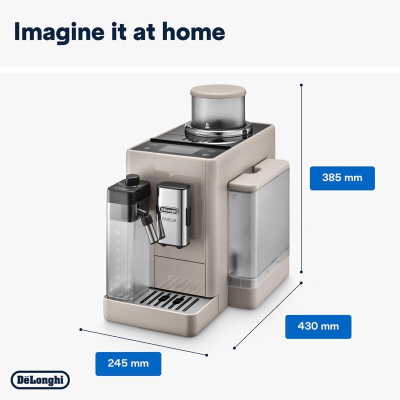 De'Longhi Rivelia EXAM440.55.BG - Fully Automatic Coffee Machine with Milk LatteCrema Hot (included) and Cold (sold separately), Bean Switch System, 3.5" Touchscreen, 19 bar,