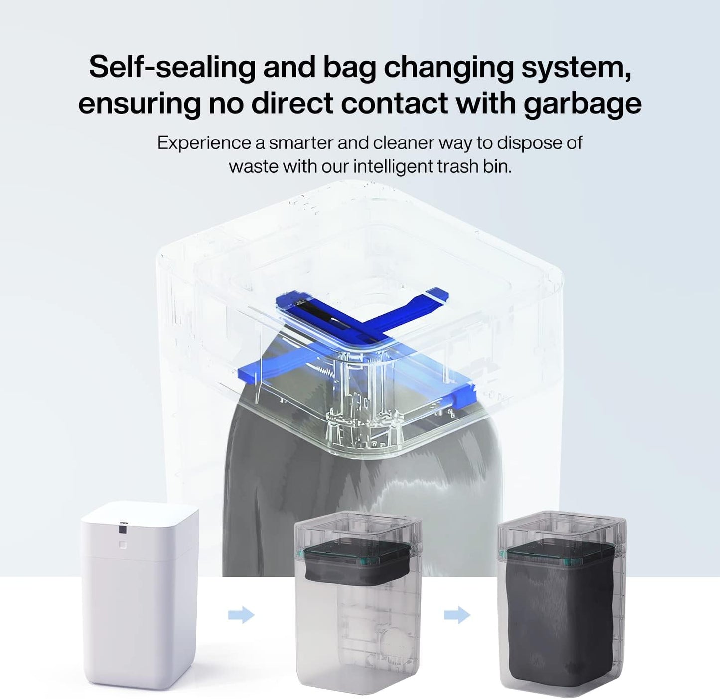 Airdeer Automatic Trash Can, 4 Gallon Self Sealing and Self-Changing Smart Trash Can, Motion Sensor, Touchless Garbage can with lid for Kitchen Bathroom Office, 6 Refill Rings(A1, Golden line)