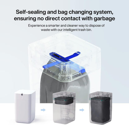 Airdeer Automatic Trash Can, 4 Gallon Self Sealing and Self-Changing Smart Trash Can, Motion Sensor, Touchless Garbage can with lid for Kitchen Bathroom Office, 6 Refill Rings(A1, Golden line)