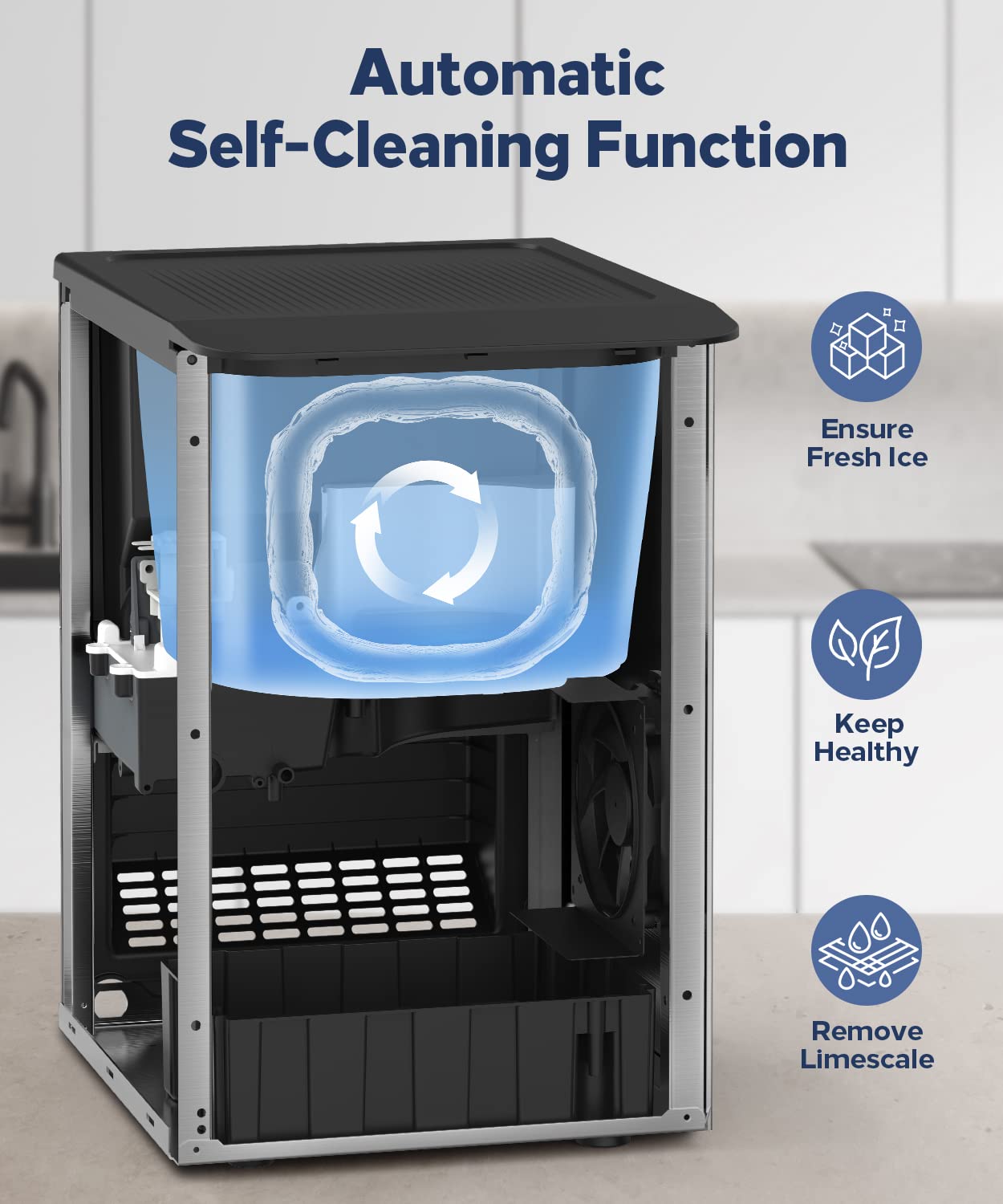 Limited-Quantity Anniversary Deal：Kndko Nugget Ice Maker,Self Dispensing Pellet Ice Maker,44lbs/24H, Self Cleaning Ice Maker,3.3lbs Ice Storage