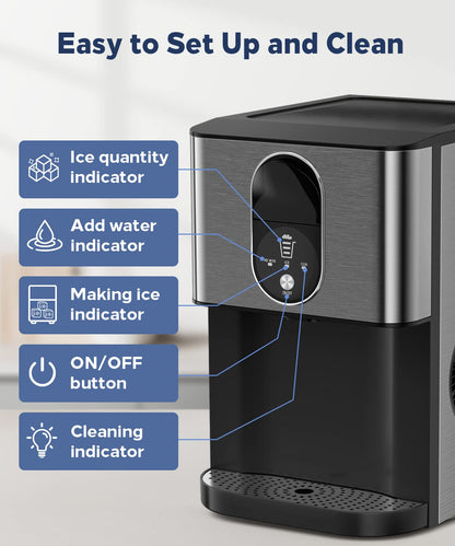 Limited-Quantity Anniversary Deal：Kndko Nugget Ice Maker,Self Dispensing Pellet Ice Maker,44lbs/24H, Self Cleaning Ice Maker,3.3lbs Ice Storage
