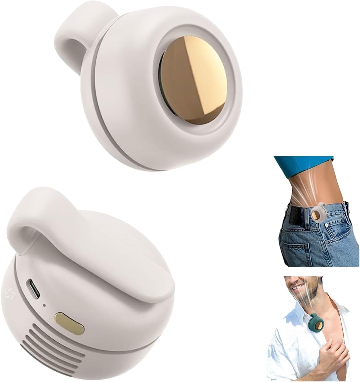 Portable Clip On Fan, 3-Speed Silent Mini Bladeless Fans, Mini USB Rechargeable 360°