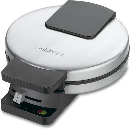 Cuisinaert Wafflert  Maker, 1250W Round Classic Waffle Iron, 5-Setting Adjustable Browning Control, WMR-CANAS, Brushed Stainless