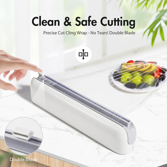 Aluminum Foil & Plastic Wrap Dispenser with Cutter - Easy One-Hand Operation, Space-Saving Kitchen Organizer for Worktops & Cabinets, Magnetic Cling Film Dispenser