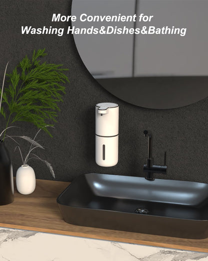 Automatic Foam Soap Dispenser, 380ml Rechargeable Touchless Wall Mounted Soap Dispenser with 4 Adjustable Levels, IPX5