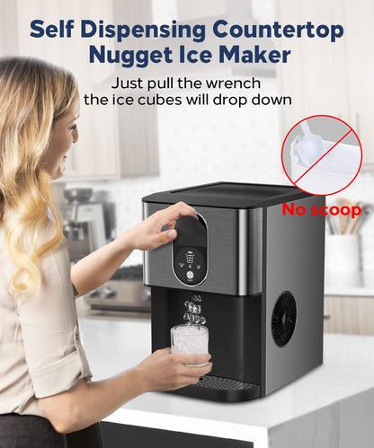 Limited-Quantity Anniversary Deal：Kndko Nugget Ice Maker,Self Dispensing Pellet Ice Maker,44lbs/24H, Self Cleaning Ice Maker,3.3lbs Ice Storage