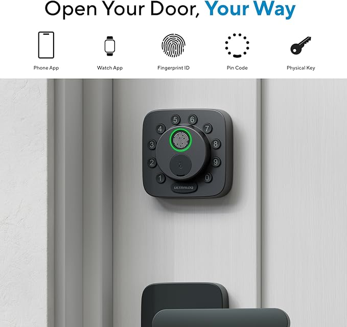 ULTRALOQ Bolt SE Smart Lock, Built-in Wi-Fi, Matter Over Thread, Works with Apple Home, Alexa, Google, 7-in-1 Keyless Entry Deadbolt with Fingerprint ID, App, Keypad, Remote Control, 18 Months Battery