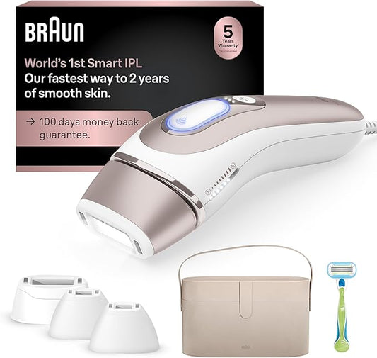 Braun Smart IPL, Skin i·Expert Pro 7, VOGUE's Best Hair Removal Device, IPL Hair Removal for Women and Men, Permanent Laser Hair Reduction At-Home, World's 1st Smart App, 4 Heads, IPL7387