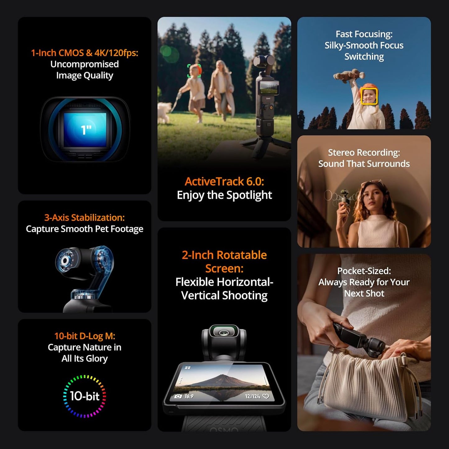 National Day Special Offer：DJI Osmo Pocket 3, Vlogging Cameras with 1'' CMOS & 4K/120fps Vlog Camera, 3-Axis Stabilization, Fast Focusing, Face/Object Tracking,