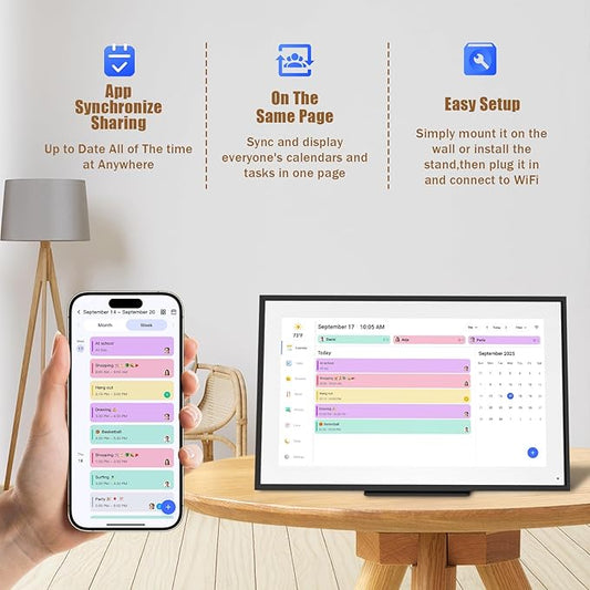 15.6-inch Wall Digital Calendar,Smart WiFi Calendar & Chore Chart,Full HD Touchscreen Interactive Display for Family Schedules-Wall/Desk Mountable Planner,Meeting Reminders & Deadline Tracking