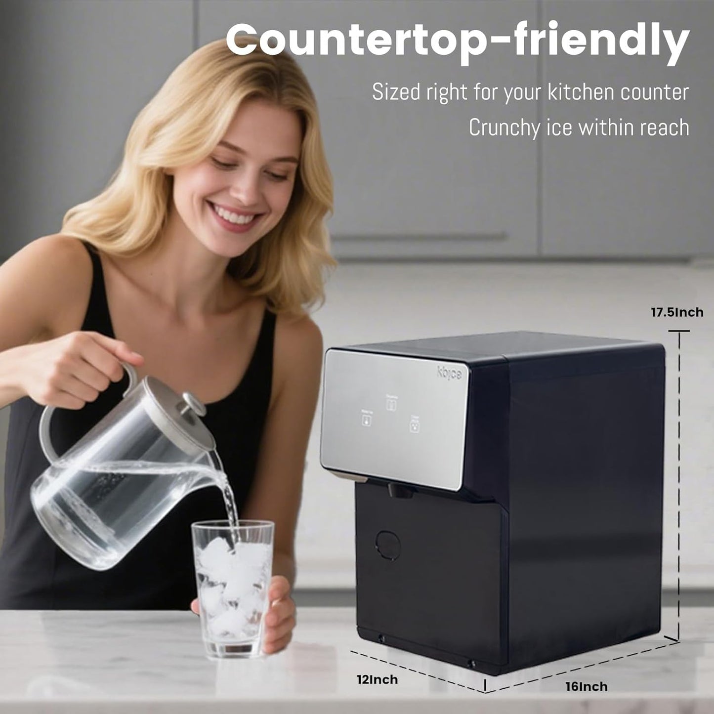 Countertop Nugget Ice Maker with Chewable Soft Ice, 35lbs/24Hrs | High Capacity,Self-Cleaning&Automatic Dispensing,Quiet 45dB